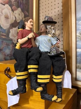 Firefighter Figurine Statue FD Fireman Collectible Decor Gift American Flag